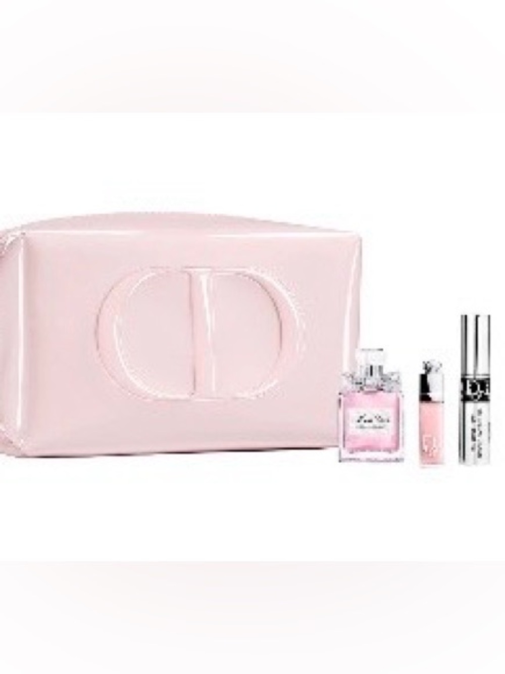 Dior Accessories & Cosmetics Bag Faux Pink Patent Leather with Sample Size Items